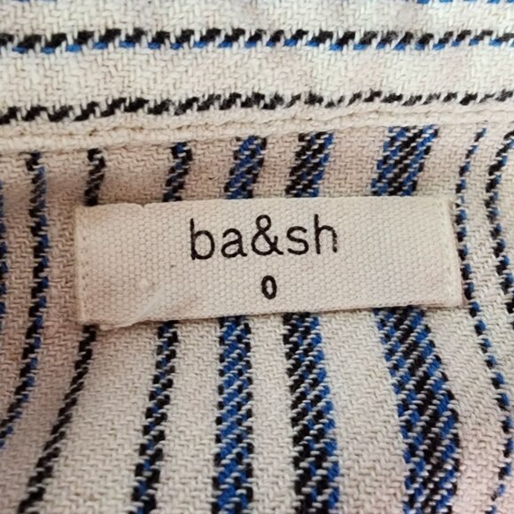 Ba&Sh Womens 0 Top Flannel Striped Button Down Shirt Ivory Blue Black Marius - Picture 11 of 13